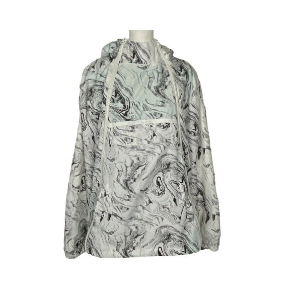 COLD CULTURE Hooded Windbreaker Jacket Swirled Removeable Front White Black L - Picture 4 of 16